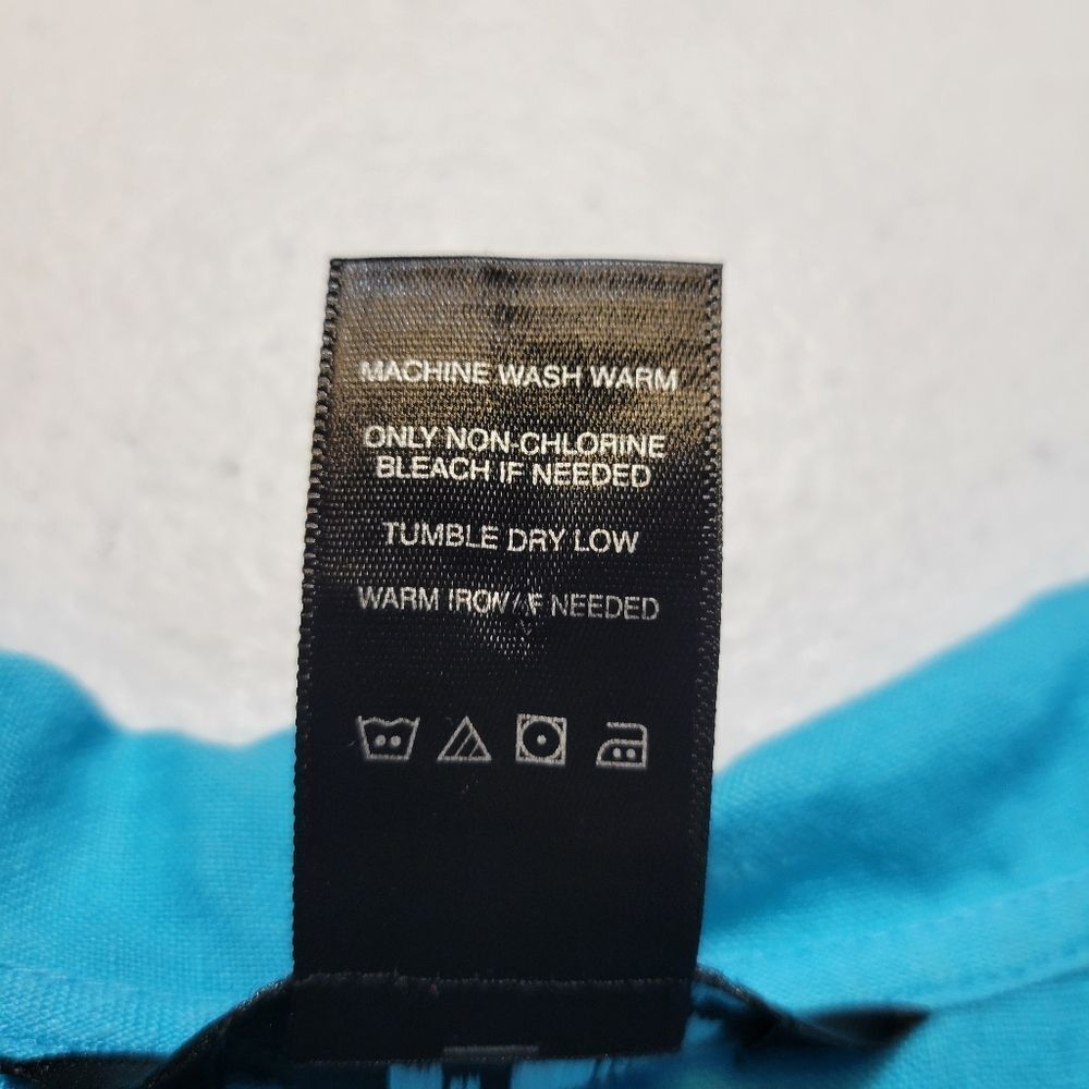 Ali Miles Linen Blue Cowl Neck Tunic Women's Top Roll Tab Sleeves - Picture 9 of 12